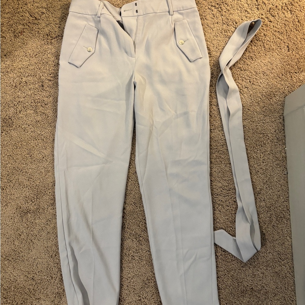 Expressed Light Gray High-Waisted Pants with Belt